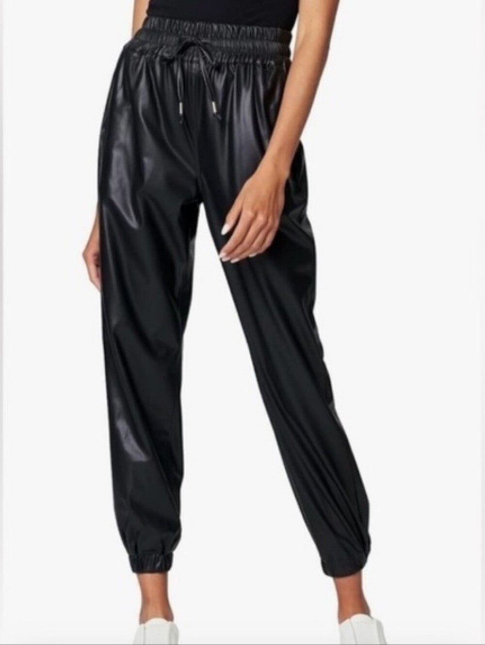 Noli Black Faux Leather Jogger Pants
